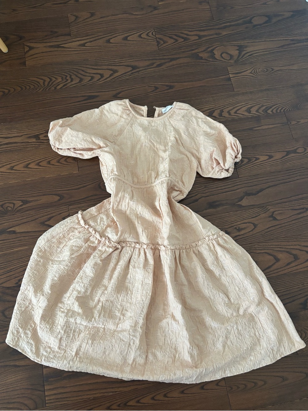 Zara Cream Puff Sleeve Midi Dress